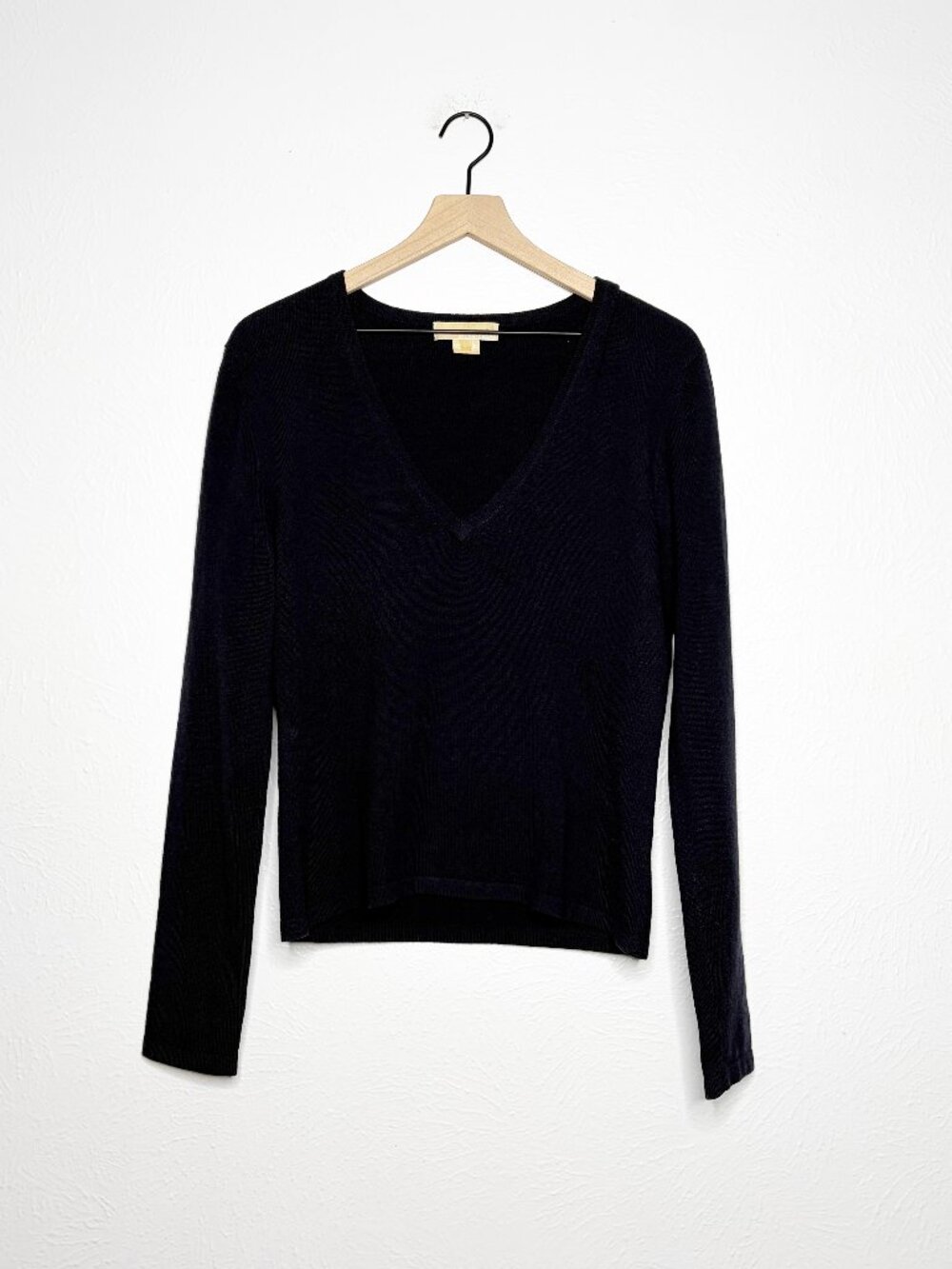 Michael Kors Cashmere Blend Black V-Neck Sweater Women's Size L